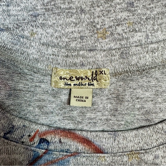 SOLD 🛍️ One World Women's Gray Snowman Printed Rolled Sleeve Sweater XL - Picture 8 of 8